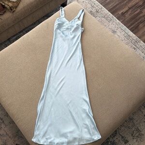 Blue Satin Maxi Dress